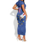Custom Cabo Verde Football Short Sleeve Bodycon Dress Go Tubaroes Azuis LT15