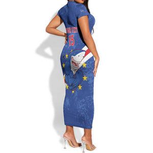 Custom Cabo Verde Football Short Sleeve Bodycon Dress Go Tubaroes Azuis LT15