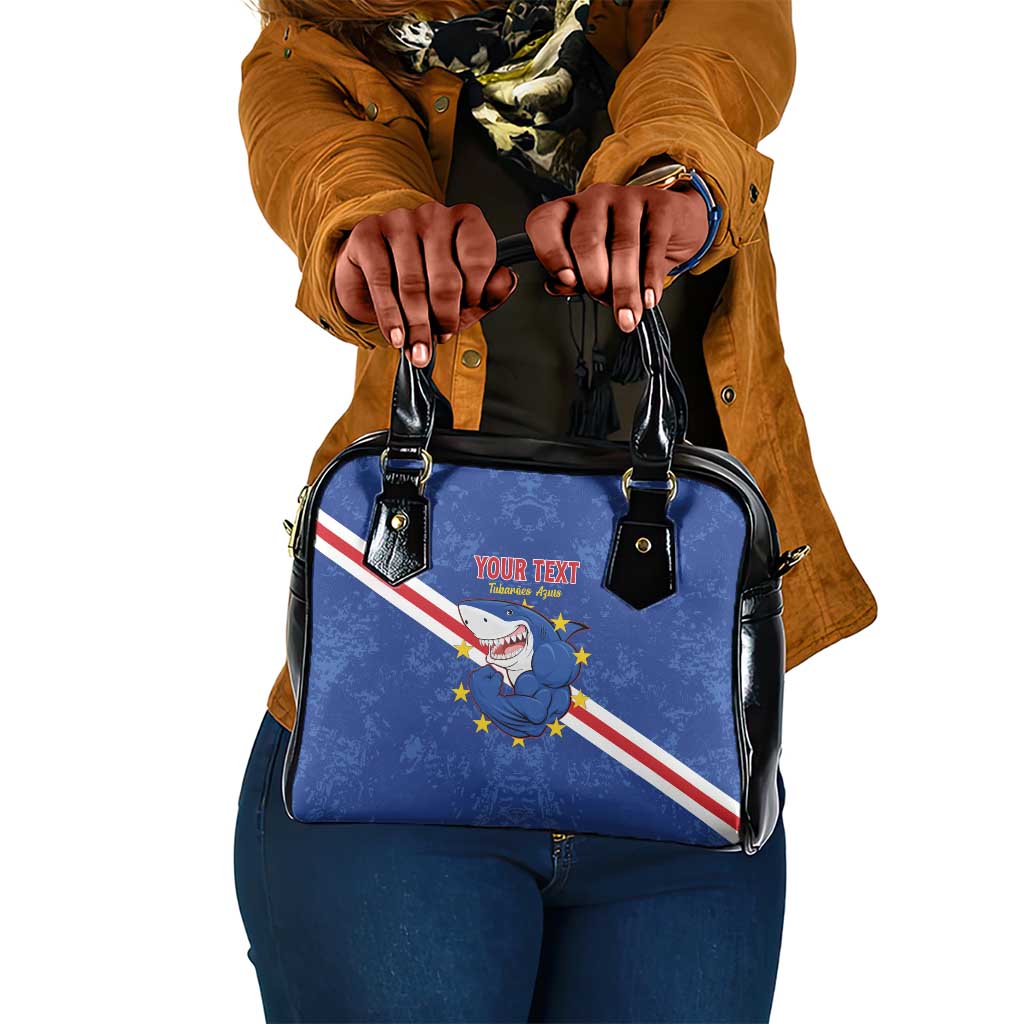 Custom Cabo Verde Football Shoulder Handbag Go Tubaroes Azuis