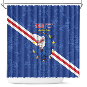 Custom Cabo Verde Football Shower Curtain Go Tubaroes Azuis