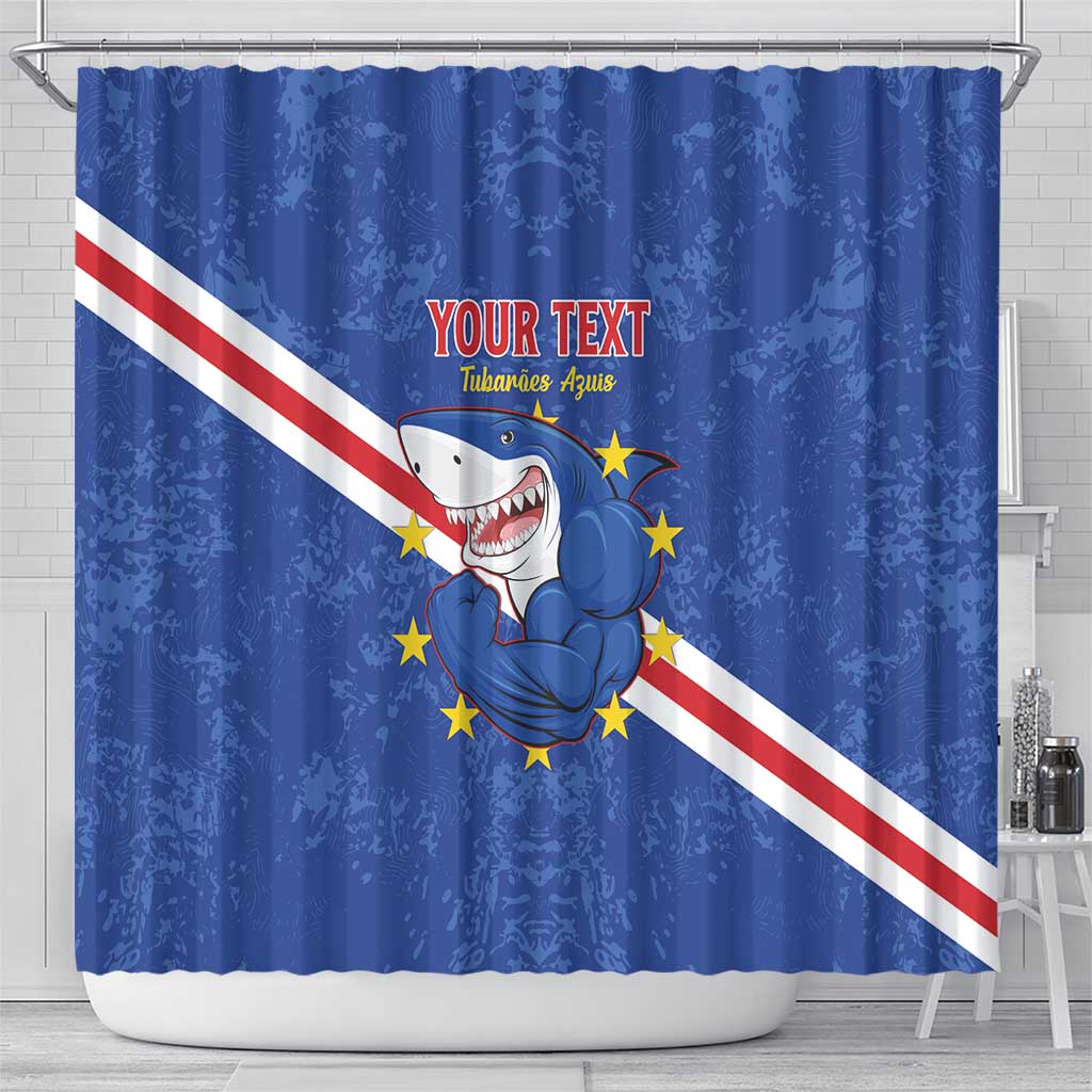 Custom Cabo Verde Football Shower Curtain Go Tubaroes Azuis