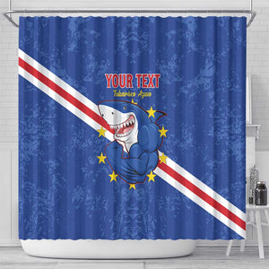 Custom Cabo Verde Football Shower Curtain Go Tubaroes Azuis
