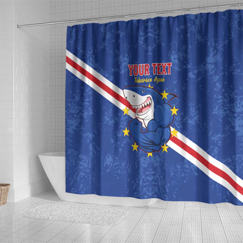 Custom Cabo Verde Football Shower Curtain Go Tubaroes Azuis