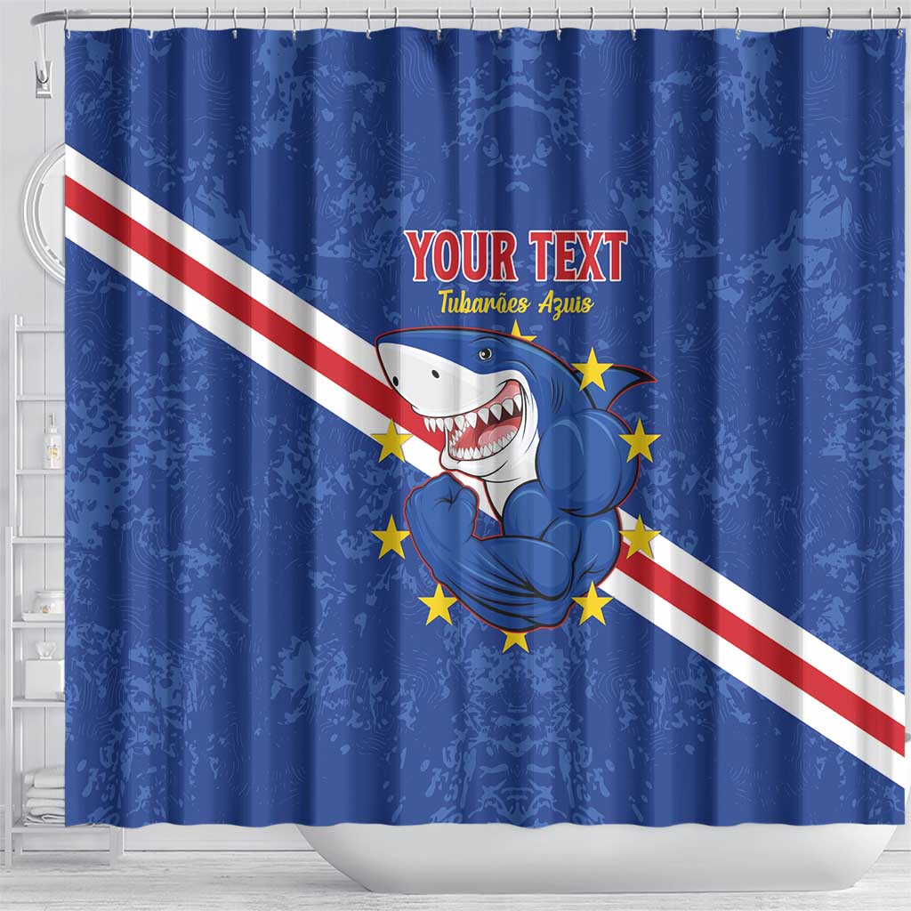 Custom Cabo Verde Football Shower Curtain Go Tubaroes Azuis