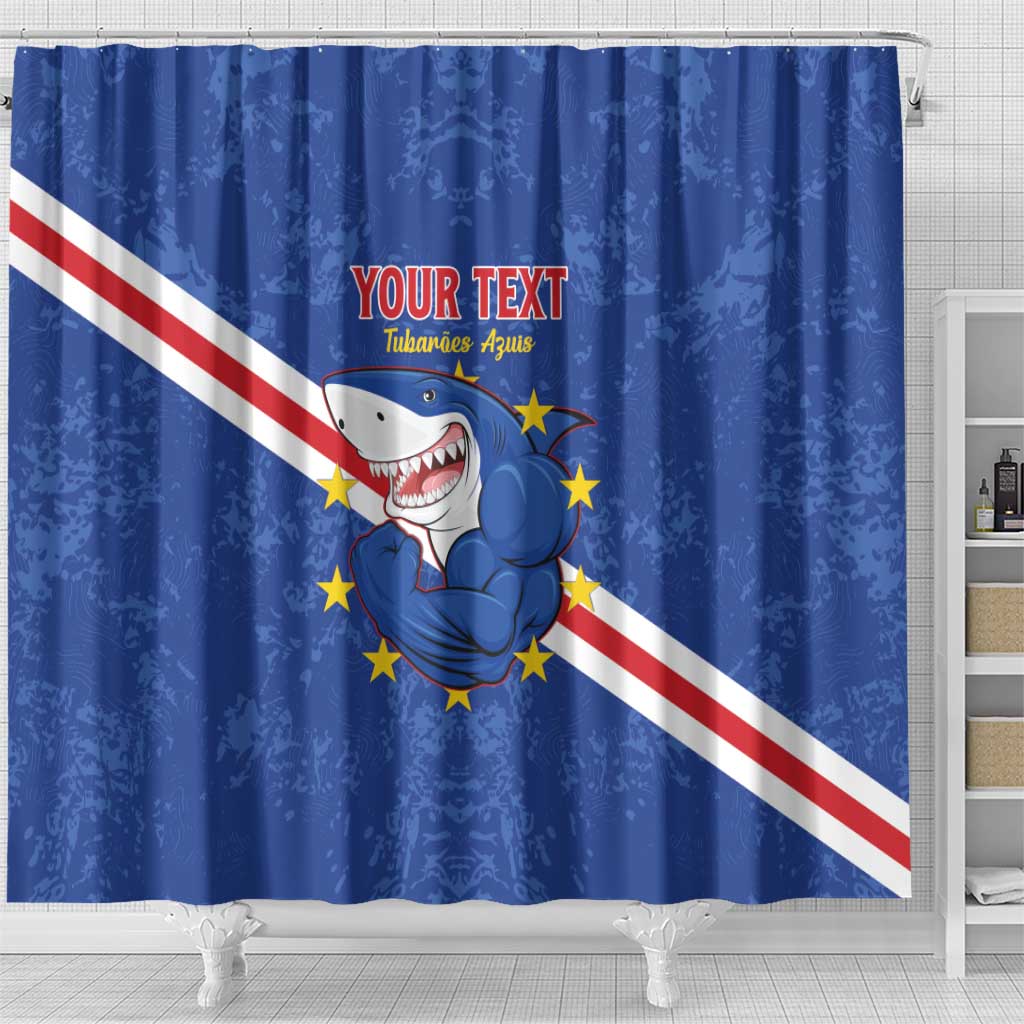 Custom Cabo Verde Football Shower Curtain Go Tubaroes Azuis