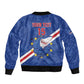 Custom Cabo Verde Football Sleeve Zip Bomber Jacket Go Tubaroes Azuis