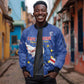 Custom Cabo Verde Football Sleeve Zip Bomber Jacket Go Tubaroes Azuis