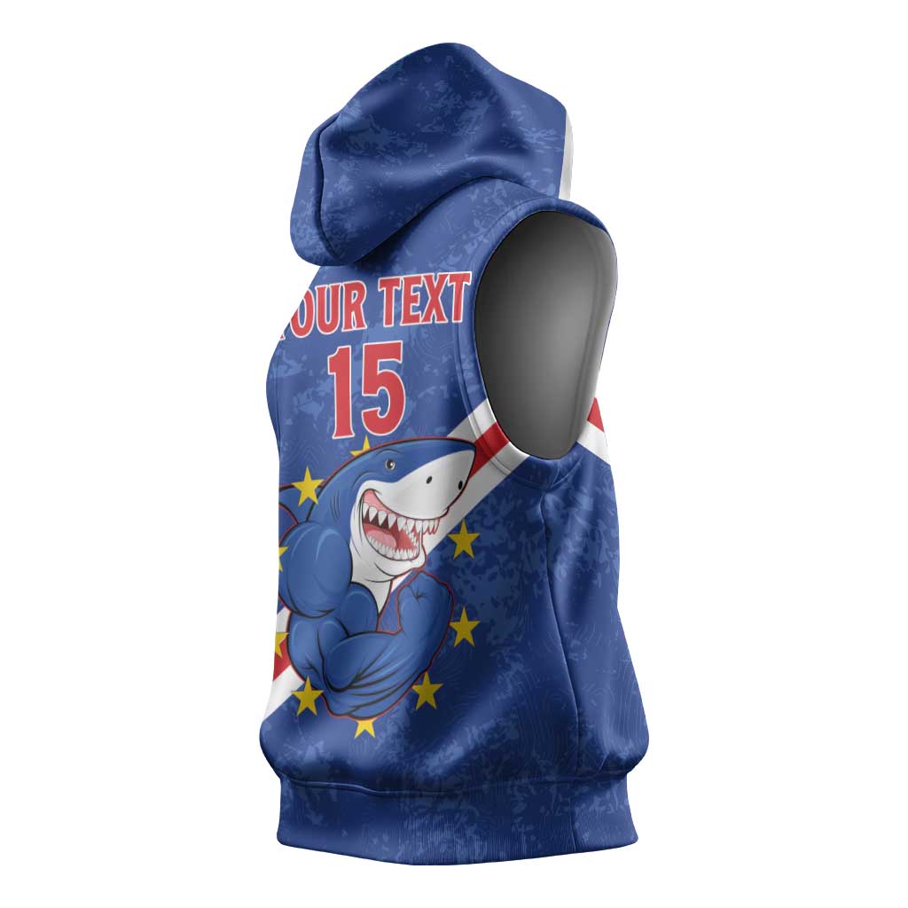 Custom Cabo Verde Football Sleeveless Hoodie Go Tubaroes Azuis - African Pride