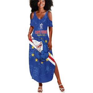 Custom Cabo Verde Football Summer Maxi Dress Go Tubaroes Azuis