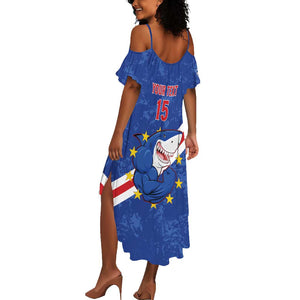Custom Cabo Verde Football Summer Maxi Dress Go Tubaroes Azuis
