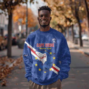 Custom Cabo Verde Football Sweatshirt Go Tubaroes Azuis