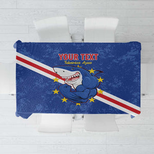 Custom Cabo Verde Football Tablecloth Go Tubaroes Azuis
