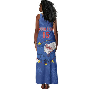 Custom Cabo Verde Football Tank Maxi Dress Go Tubaroes Azuis