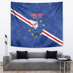 Custom Cabo Verde Football Tapestry Go Tubaroes Azuis