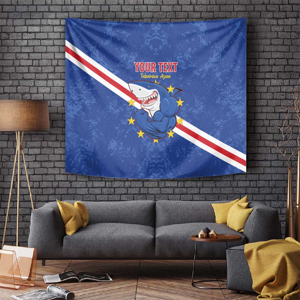 Custom Cabo Verde Football Tapestry Go Tubaroes Azuis
