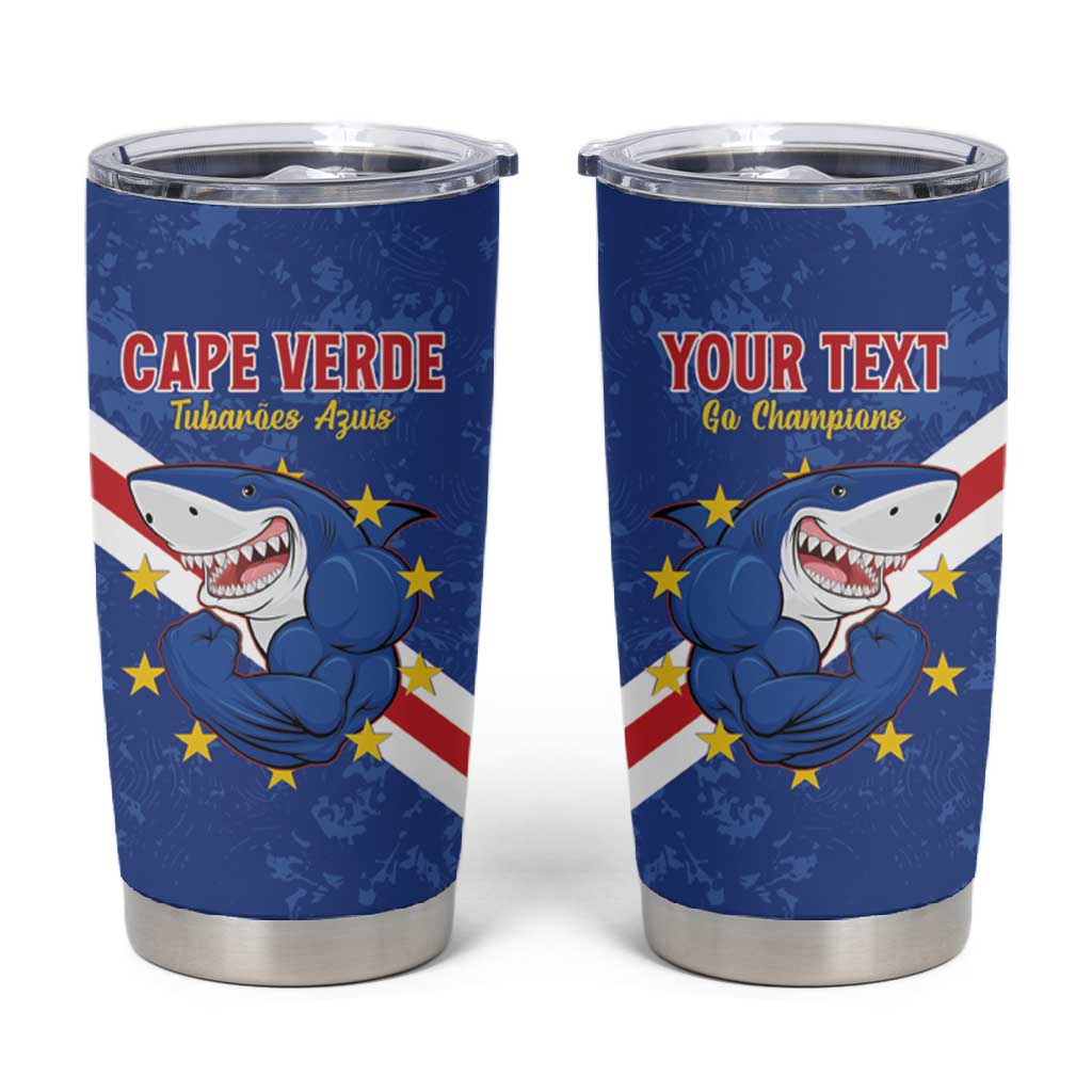 Custom Cabo Verde Football Tumbler Cup Go Tubaroes Azuis