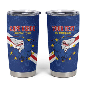 Custom Cabo Verde Football Tumbler Cup Go Tubaroes Azuis