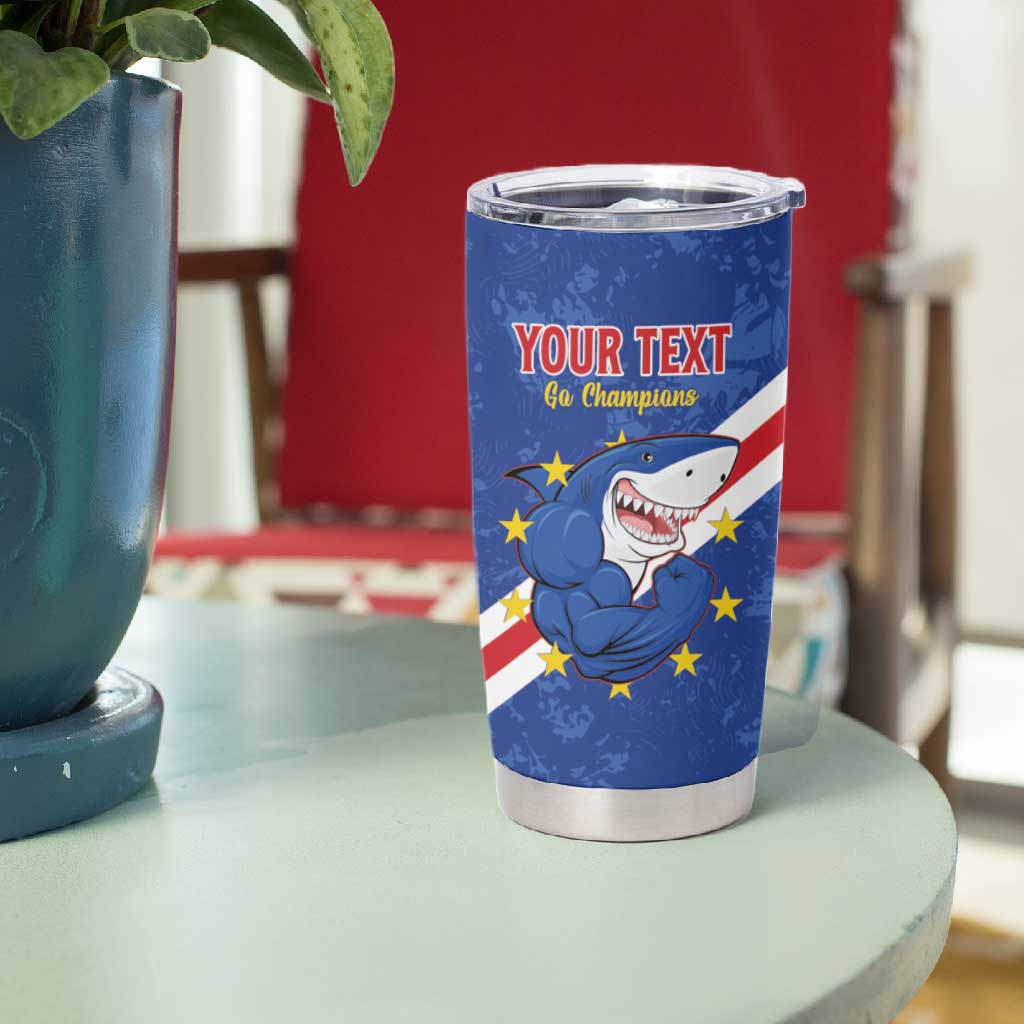 Custom Cabo Verde Football Tumbler Cup Go Tubaroes Azuis