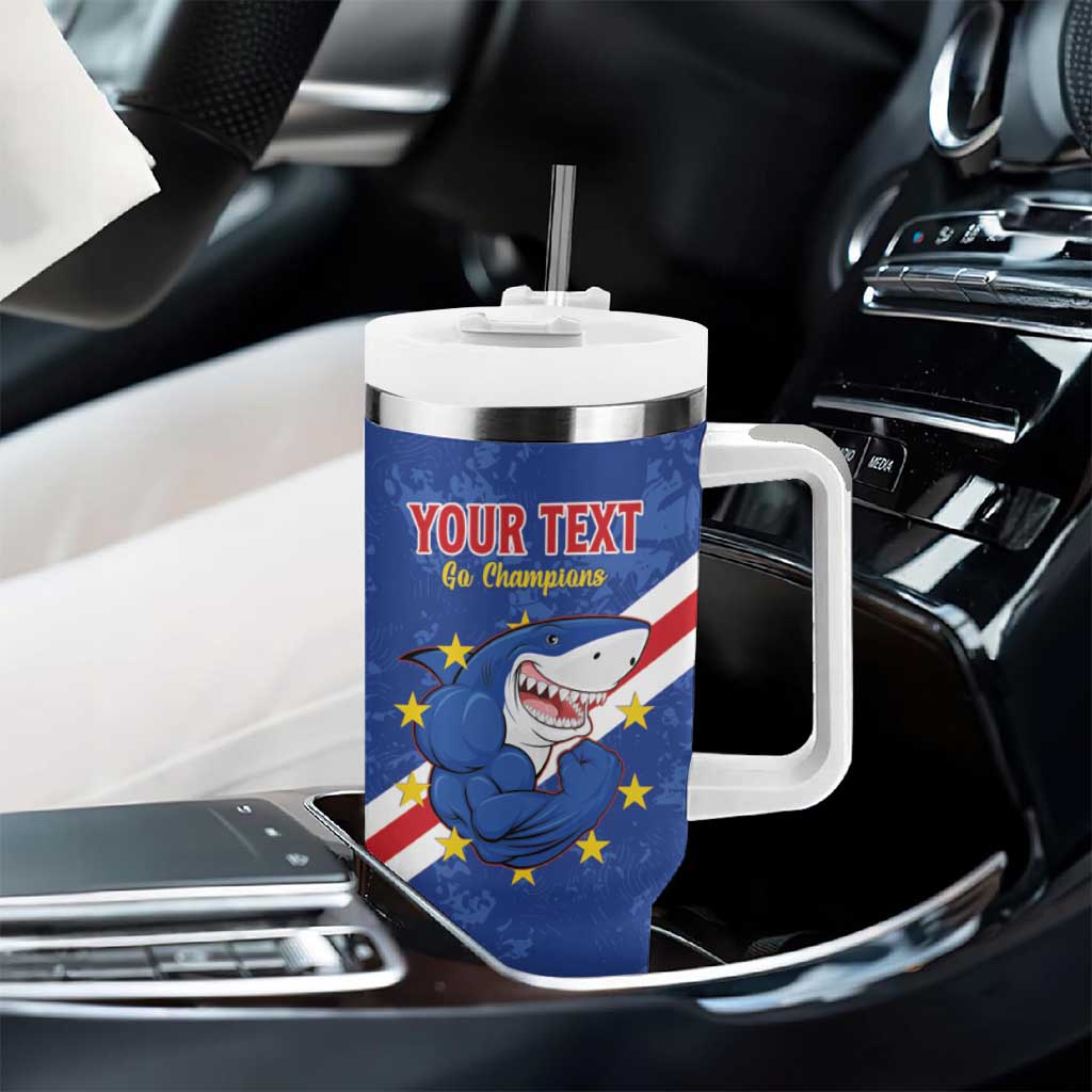 Custom Cabo Verde Football Tumbler With Handle Go Tubaroes Azuis
