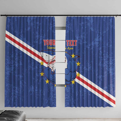 Custom Cabo Verde Football Window Curtain Go Tubaroes Azuis