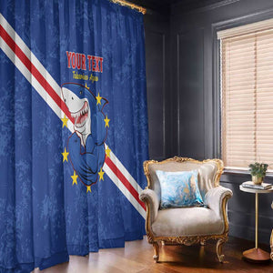 Custom Cabo Verde Football Window Curtain Go Tubaroes Azuis