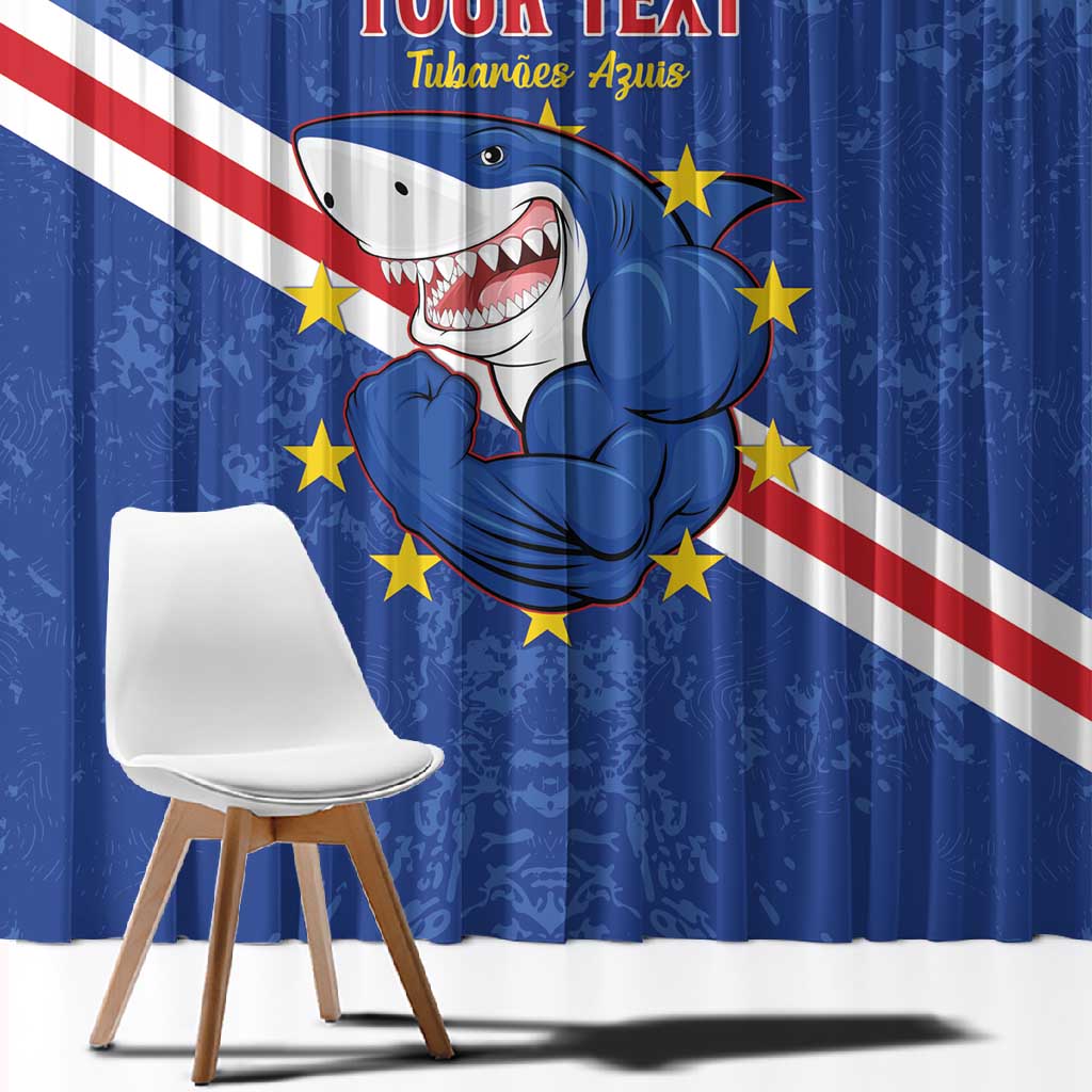 Custom Cabo Verde Football Window Curtain Go Tubaroes Azuis