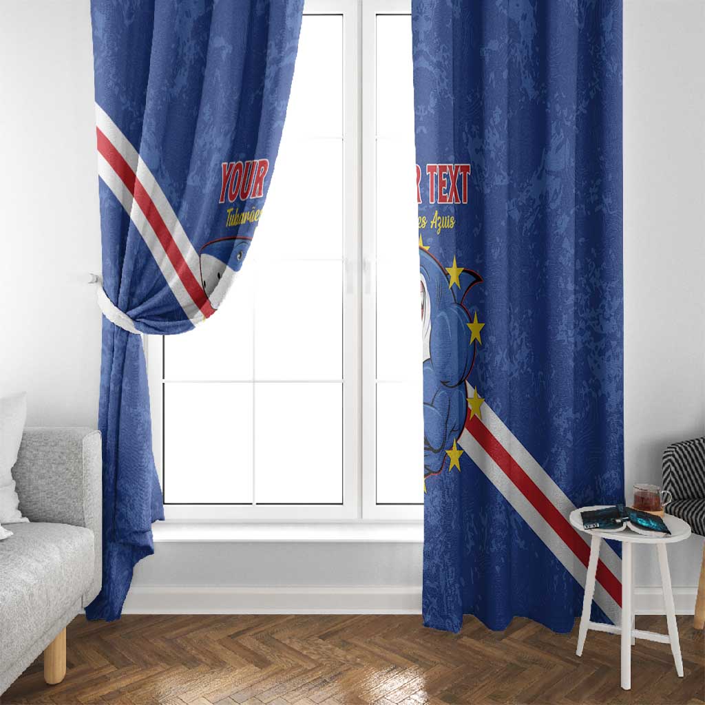 Custom Cabo Verde Football Window Curtain Go Tubaroes Azuis