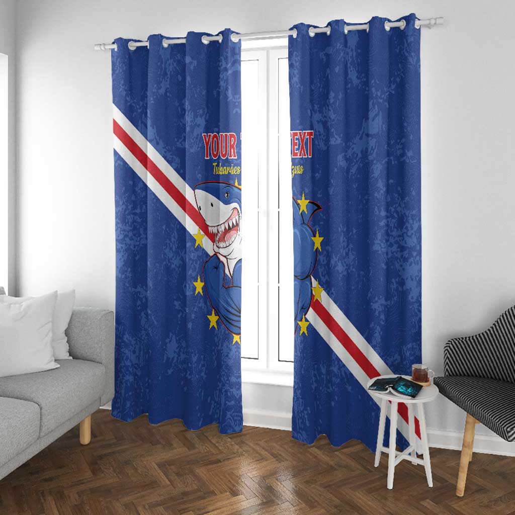 Custom Cabo Verde Football Window Curtain Go Tubaroes Azuis