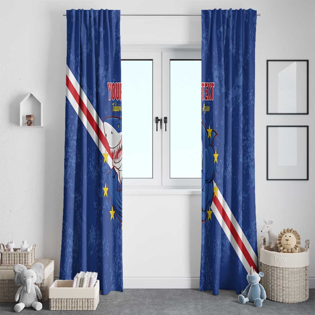 Custom Cabo Verde Football Window Curtain Go Tubaroes Azuis