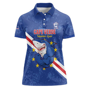 Custom Cabo Verde Football Women Polo Shirt Go Tubaroes Azuis
