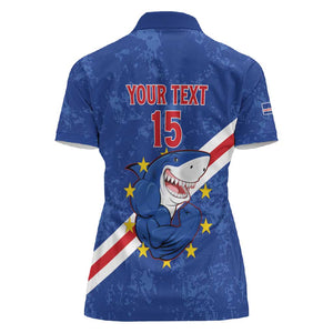 Custom Cabo Verde Football Women Polo Shirt Go Tubaroes Azuis