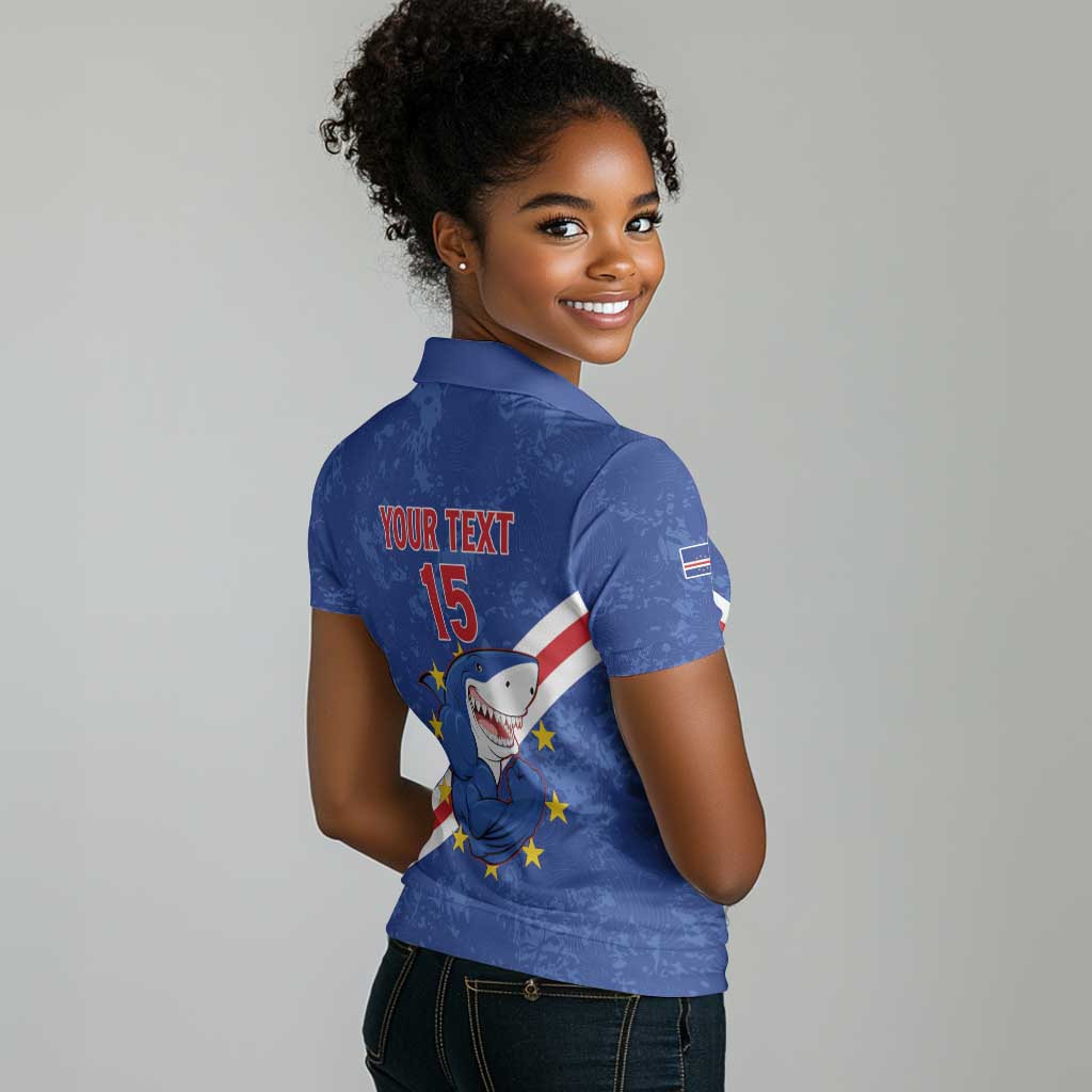 Custom Cabo Verde Football Women Polo Shirt Go Tubaroes Azuis