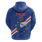 Custom Cabo Verde Football Zip Hoodie Go Tubaroes Azuis