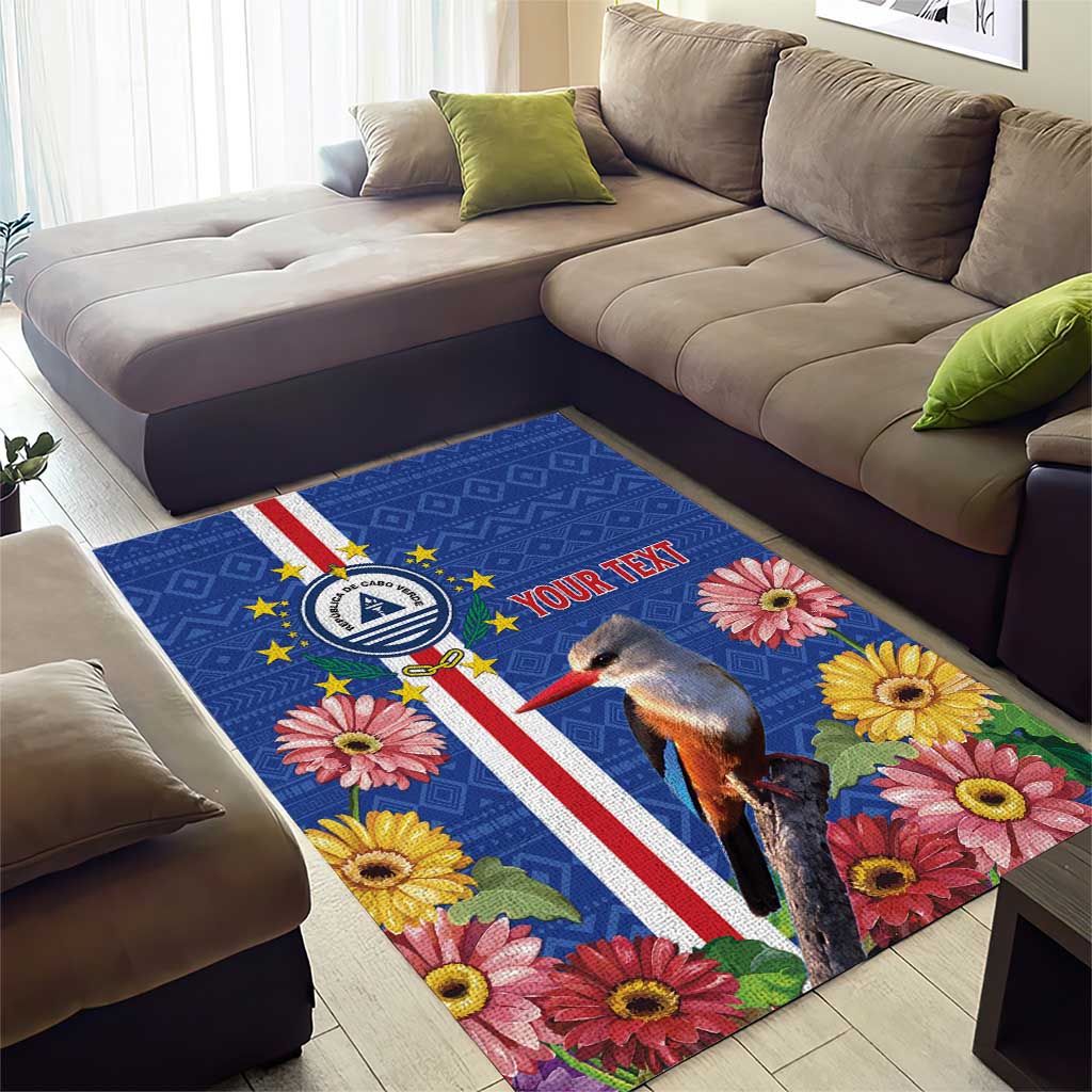 Personalised Cabo Verde Area Rug Grey-Headed Kingfisher Mix Gerbera Daisy