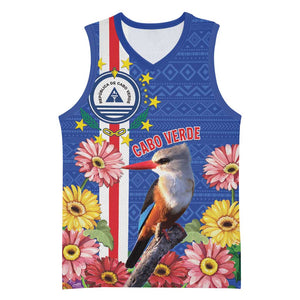 Personalised Cabo Verde Basketball Jersey Grey-Headed Kingfisher Mix Gerbera Daisy - African Pride