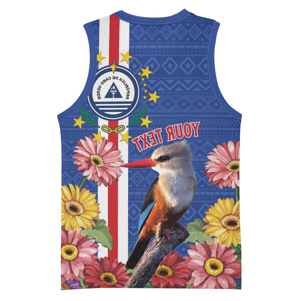 Personalised Cabo Verde Basketball Jersey Grey-Headed Kingfisher Mix Gerbera Daisy - African Pride