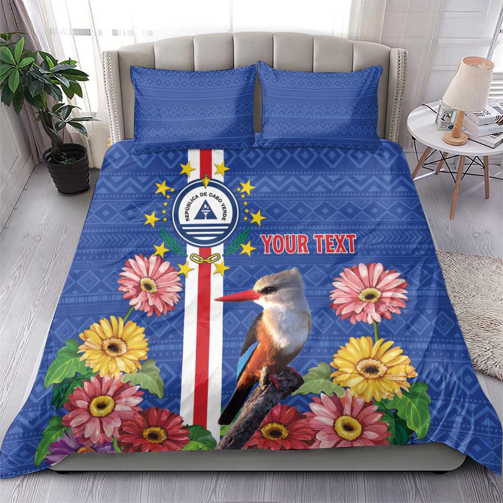 Personalised Cabo Verde Bedding Set Grey-Headed Kingfisher Mix Gerbera Daisy