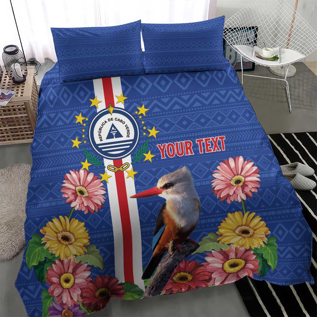 Personalised Cabo Verde Bedding Set Grey-Headed Kingfisher Mix Gerbera Daisy