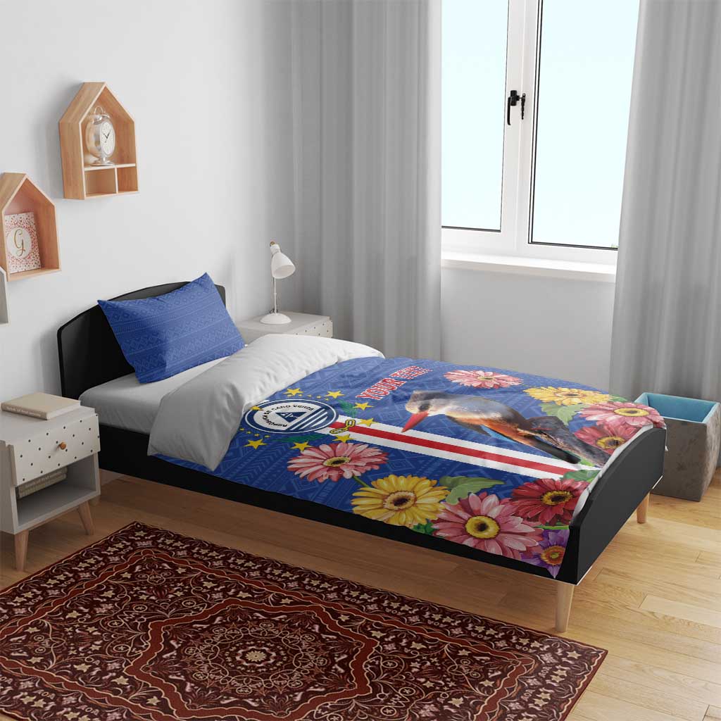 Personalised Cabo Verde Bedding Set Grey-Headed Kingfisher Mix Gerbera Daisy