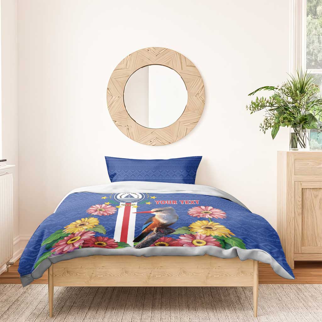 Personalised Cabo Verde Bedding Set Grey-Headed Kingfisher Mix Gerbera Daisy