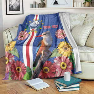 Personalised Cabo Verde Blanket Grey-Headed Kingfisher Mix Gerbera Daisy