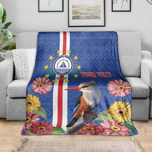 Personalised Cabo Verde Blanket Grey-Headed Kingfisher Mix Gerbera Daisy