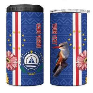 Personalised Cabo Verde 4 in 1 Can Cooler Tumbler Grey-Headed Kingfisher Mix Gerbera Daisy