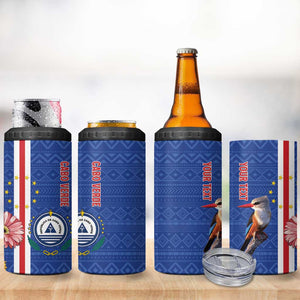 Personalised Cabo Verde 4 in 1 Can Cooler Tumbler Grey-Headed Kingfisher Mix Gerbera Daisy