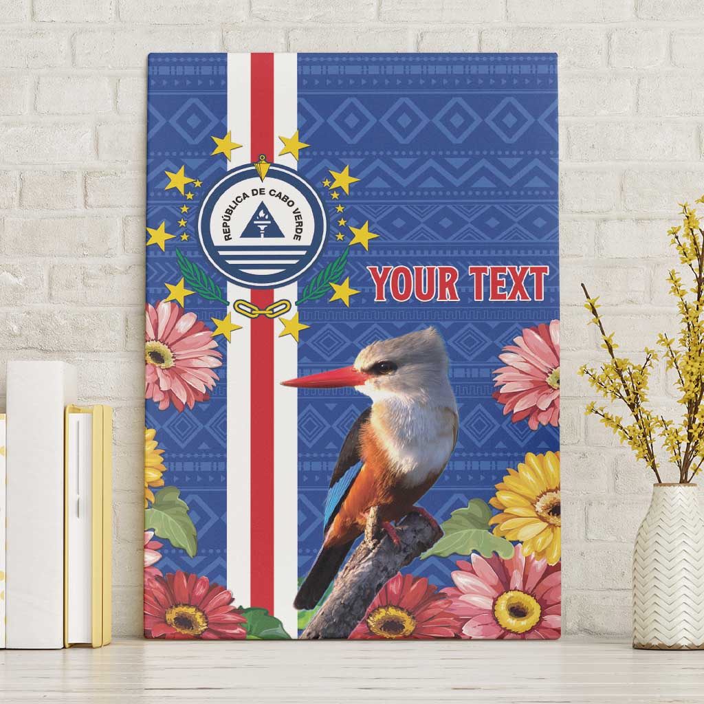 Personalised Cabo Verde Canvas Wall Art Grey-Headed Kingfisher Mix Gerbera Daisy