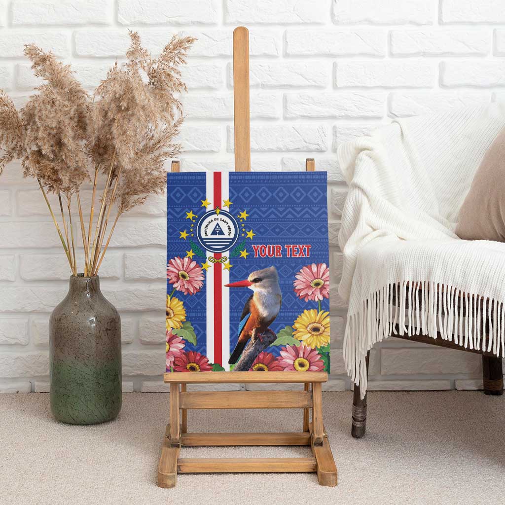 Personalised Cabo Verde Canvas Wall Art Grey-Headed Kingfisher Mix Gerbera Daisy