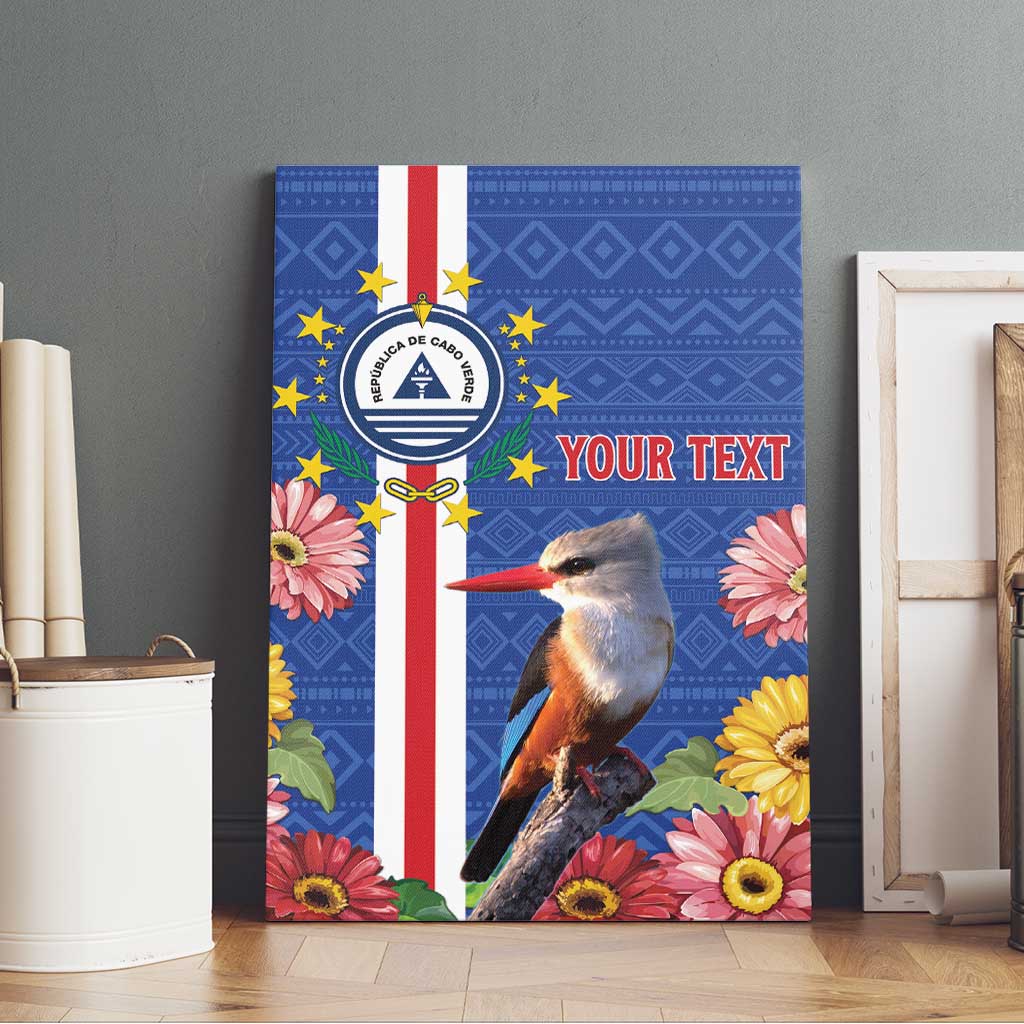 Personalised Cabo Verde Canvas Wall Art Grey-Headed Kingfisher Mix Gerbera Daisy