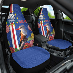 Personalised Cabo Verde Car Seat Cover Grey-Headed Kingfisher Mix Gerbera Daisy