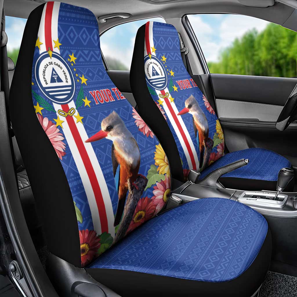 Personalised Cabo Verde Car Seat Cover Grey-Headed Kingfisher Mix Gerbera Daisy