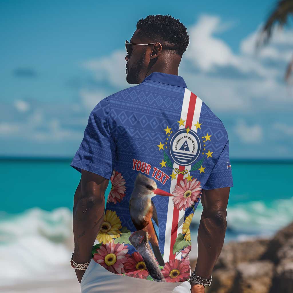 Personalised Cabo Verde Hawaiian Shirt Grey-Headed Kingfisher Mix Gerbera Daisy
